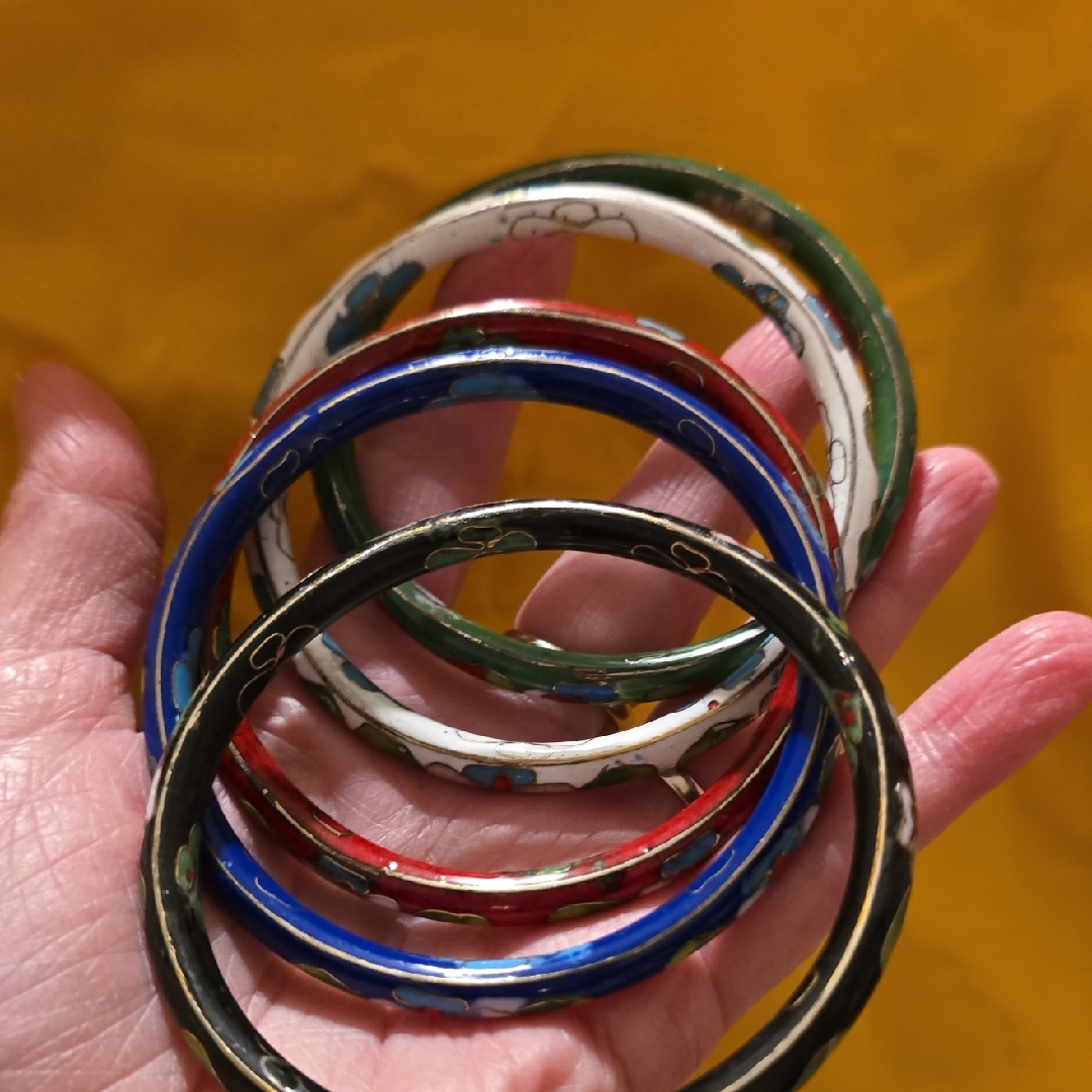 Colorful Cloisonn Enamel Bangle Set - Multicolor